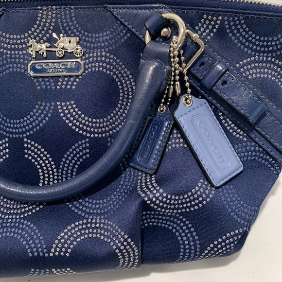 Coach Madison Blue Satin Handbag 15935 Missing Long Strap - Picture 3 of 6
